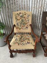 Antique  style Embroidered Armchairs in Wood