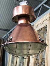 Industrial style Pendant lamp in Iron and glass, East Europe 20th century