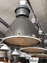 Industrial style Pendant lamp in Enamel with convex glass glass, East Europe 20th century
