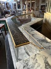 Vintage style Glass counter shopfitting in Glass and wood