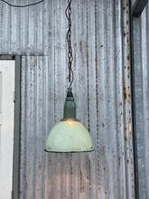 Groen emaille lamp Industrieel stijl in Emaille, 20e eeuws