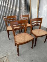 Set 4x eetkamerstoelen Antiek stijl in hout en webbing, Nederland