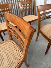 Set 4x eetkamerstoelen Antiek stijl in hout en webbing, Nederland