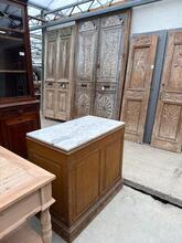 Toonbank uit apotheek Antiek stijl in hout marmerblad, Frankrijk 20e eeuws