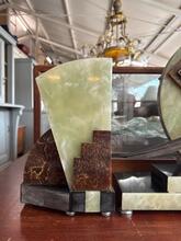 Antique style Art Deco clock bronze statue pheasant in marble 1930