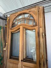 Antique style Art Deco doors in frame in Oak wood and glass, Europe