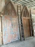 Antique style Antique church doors in frame in Wood and iron