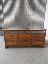 Antique style Jewellery Counter with glass in wood and glass, Europe 20th Century