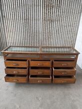 Antique style Jewellery Counter with glass in wood and glass, Europe 20th Century