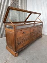 Antique style Jewellery Counter with glass in wood and glass, Europe 20th Century