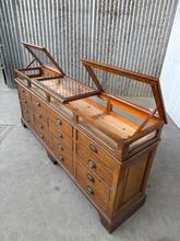 Antique style Pharmacy Counter in wood and glass, France 20th Century
