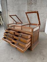 Antique style Pharmacy Counter in wood and glass, France 20th Century