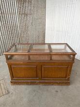 Antique style Pharmacy Counter in wood and glass, France 20th Century