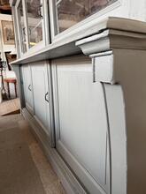 Antique style Shopcabintet gray in wood and glas 20- century