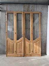 Antieke 4-slag deuren art deco Art Deco stijl in hout en glas ,