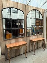 Industrial style Mirror in wood and  faceted mirror, Europe
