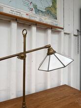 Tiffany style Vintage brass desk lamp in glass and brass 1930