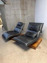 2-zits bank Vintage stijl in Leer en hout,