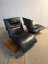 2-zits bank Vintage stijl in Leer en hout,