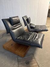 2-zits bank Vintage stijl in Leer en hout,