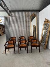 Eetkamerstoelen met cognac leer Vintage stijl in Hout en leer, Nederland