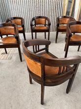 Eetkamerstoelen met cognac leer Vintage stijl in Hout en leer, Nederland