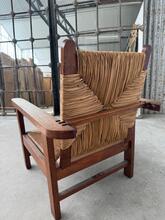 Vintage eiken en biezen rookstoel stijl in Hout en biezen, Nederland