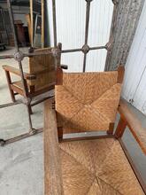 Vintage eiken en biezen rookstoel stijl in Hout en biezen, Nederland