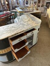 Vintage style Glass counter shopfitting in Glass and wood