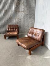 Vintage style Stoelen in Leather and wood, Germany