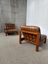 Vintage style Stoelen in Leather and wood, Germany